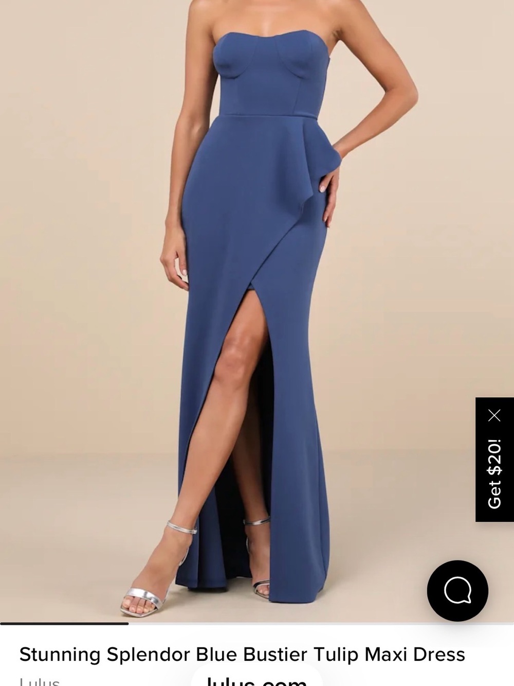 Lulu's Strapless Bustier Maxi Dress in Splendor Blue